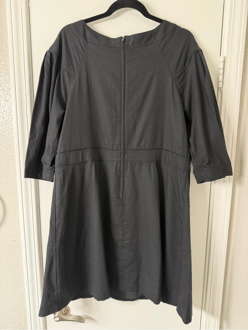 Banana Republic Linen-Blend Mini Dress 16 Boat Neckline 3/4 Sleeve Quiet Luxury - Picture 7 of 11